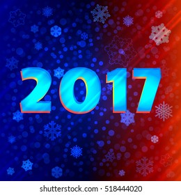 Background snowflakes 2017. New year,  Vector illustration. Bokeh effect.