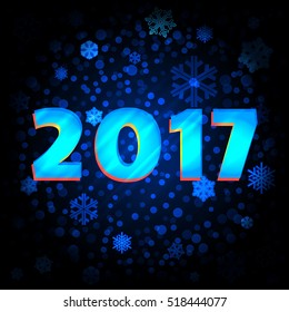 Background snowflakes 2017. New year,  Vector illustration. Bokeh effect.