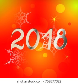 Background of snowflakes abstraction of 2018, vector