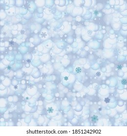 Background from snowflakes and balls for projects on the theme of Christmas and New Year