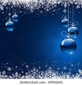 Background with snowflakes and Christmas balls, illustration