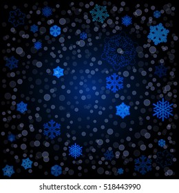 Background snowflakes, Christmas illustration, Vector abstract, colorful texture, blue, bokeh effect
