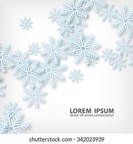 Background with snowflakes. Snowflakes drop shadow. EPS10 vector