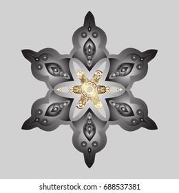 Background with snowflakes. Isolated cute snowflakes on gray background. Vector illustration.
