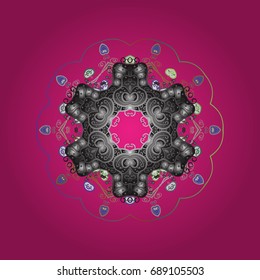 Background with snowflakes. Isolated cute snowflakes on colorful background. Vector illustration.