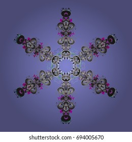 Background with snowflakes. Isolated cute snowflakes on colorful background. Vector illustration.