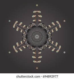 Background with snowflakes. Isolated cute snowflakes on colorful background. Vector illustration.
