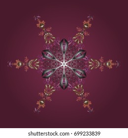 Background with snowflakes. Isolated cute snowflakes on colorful background. Vector illustration.