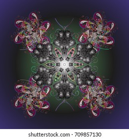 Background with snowflakes. Isolated cute snowflakes on colorful background. Vector illustration.