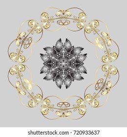 Background with snowflakes. Isolated cute snowflakes on gray background. Vector illustration.