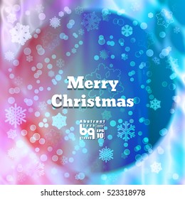 Background snowflakes. Merry Christmas illustration. Circle rainbow. Bokeh effect. Multicolor gradient.