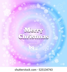 Background snowflakes. Merry Christmas on multicolor gradient background. Vector illustration. Bokeh effect. Circle neon.