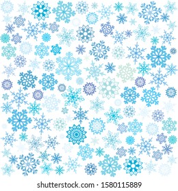 Fondo con copos de nieve. Postal para Año Nuevo y Navidad.Ilustración del vector, EPS 10.