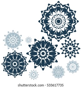 Background with snowflakes (set of templates of snowflakes for design)