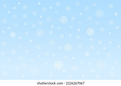 Hintergrund mit Schneeflocken und Schneefall. Abstrakter hellblauer Hintergrund. Weihnachten-Hintergrund. Weihnachten und Neujahr im Winter. Vektorgrafik.