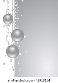 Background with snowflakes, star and decoration. Vector illustration.