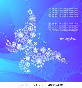 background with snowflakes`s butterfly