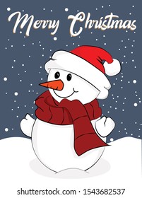 Background Snowman characters under the snow at Christmas. Happy Christmas, Merry Christmas. 