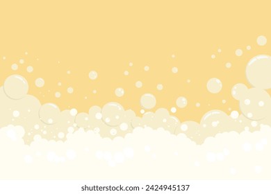 Background of soap bubbles and foam in light orange colors. Abstract illustration.