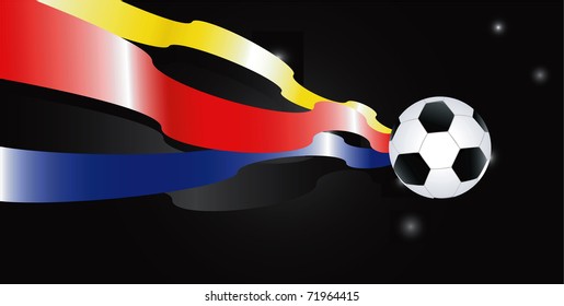 Background with soccer ball and ribbons. Vector illustration.