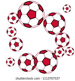 Background with soccer balls. Colorful sportish wallpaper for boy, textile