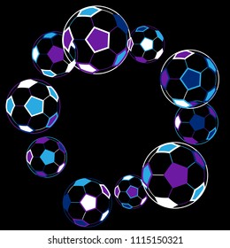 Background with soccer balls. Colorful sportish wallpaper for boy, textile