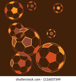 Background with soccer balls. Colorful sportish wallpaper for boy, textile