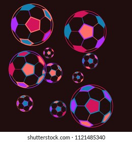 Background with soccer balls. Colorful sportish wallpaper for boy, textile