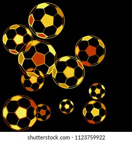 Background with soccer balls. Colorful sportish wallpaper for boy, textile