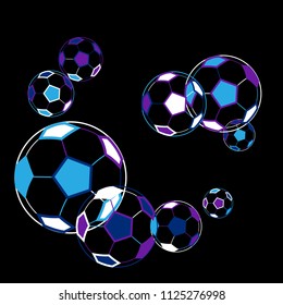 Background with soccer balls. Colorful sportish wallpaper for boy, textile