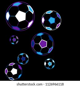 Background with soccer balls. Colorful sportish wallpaper for boy, textile