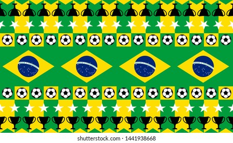 Background of Soccer Pattern with Brazilian Flag