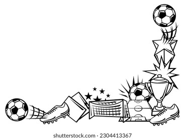 Background with soccer symbols. Football club illustration.