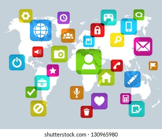 Background  With Social media icons. Vector illustration.