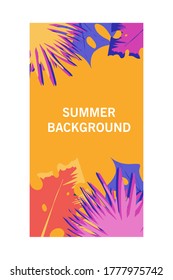 Background, social media storie design templates with space for text - summer landscape. Summer vector illustration - vacation concept for banner, greeting card, poster and advertising ets.