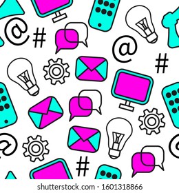 Background for social networks, seamless pattern for internet business, vector color media background