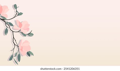 Background with soft color gradations and beautiful pink flower plant ornaments. The concept of changing seasons