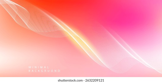 The background is in soft pink and orange tones, with thin lines and curves that create a sense of movement and lightness, giving it a modern look and a touch of freshness and sweetness.