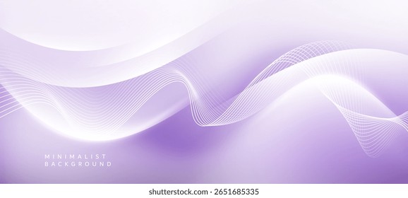 The background is in soft purple and white tones, which gives a sense of calm and gentleness. It is designed with lines and fine lines that move in gentle waves.