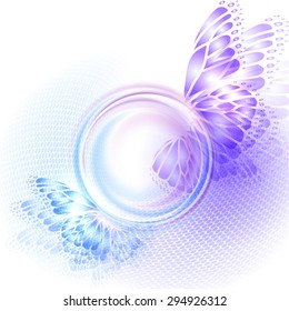 Background with soft transparent circle and butterfly