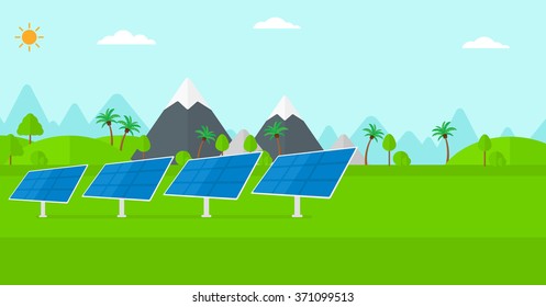 Background of solar power station in the mountain.