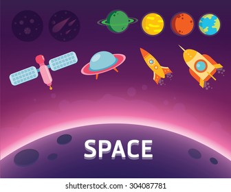 Background of solar system, planets and celestial bodies.