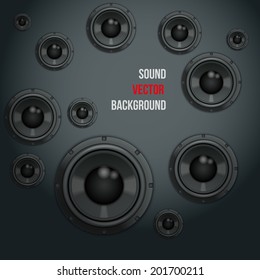 Background of Sound speakers Dynamics. Theme of music. Vector Illustration.