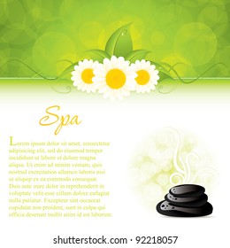 Background with spa stones and white flowers