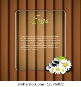 Background with spa stones and white flowers.Vector