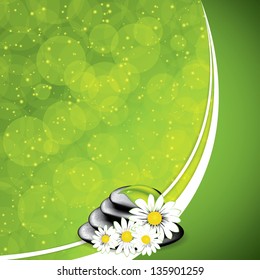 Background with spa stones and white flowers.Vector