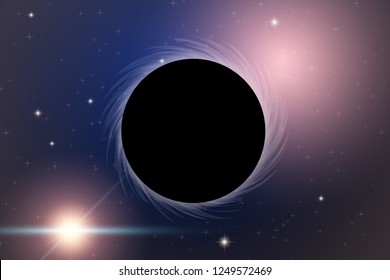 Background of Space with Black Hole. Science Matters Astronomy. Abstract scientific background. Editable Vector Illustration.