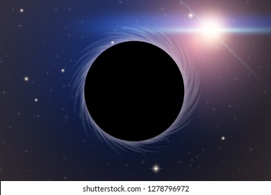 Background of Space with Black Hole. Science Matters Astronomy. Abstract scientific background. Editable Vector Illustration.