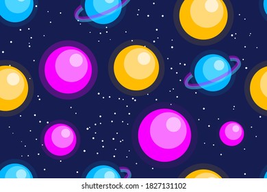Background with space and planets. Seamless star pattern. Vector illustration - Powered by Shutterstock - Get 15% off with code: PIKWIZARD15