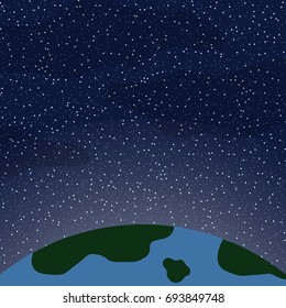 Background of space with stars and earth.
